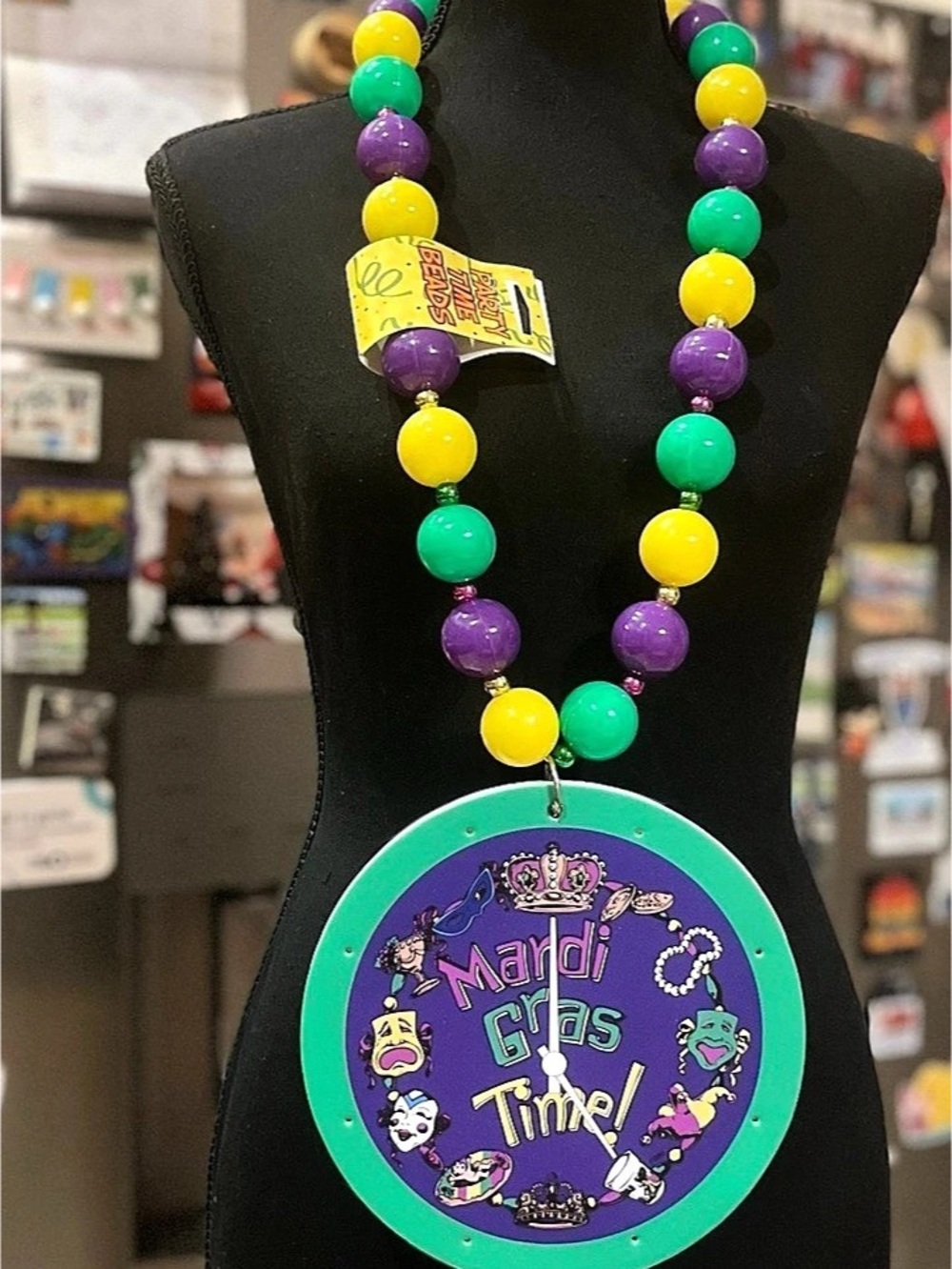 Party Time Mardi Gras Bead Necklace NWT